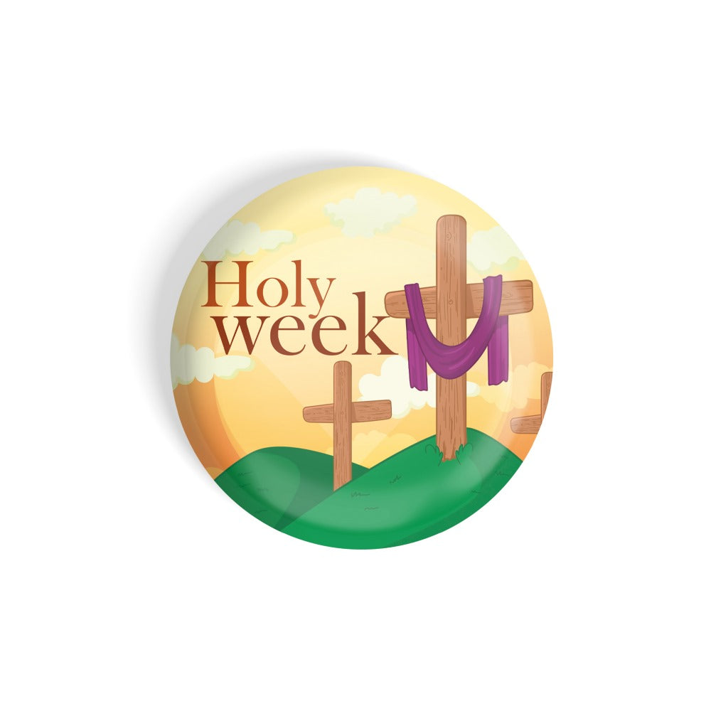 dhcrafts Round Fridge Magnet Orange Holy Week Glossy Finish Design Pack of 1 (75 mm)